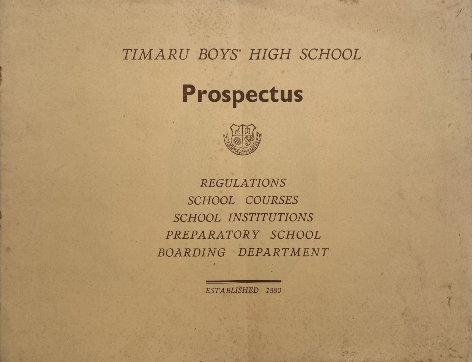 TIMARU BOYS' HIGH SCHOOL - Prospectus from early 1900's