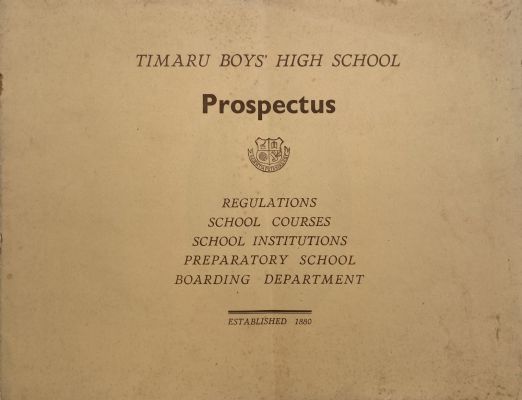 TIMARU BOYS' HIGH SCHOOL - Prospectus from early 1900's 