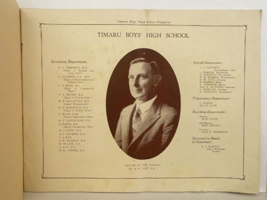 TIMARU BOYS' HIGH SCHOOL - Prospectus from early 1900's