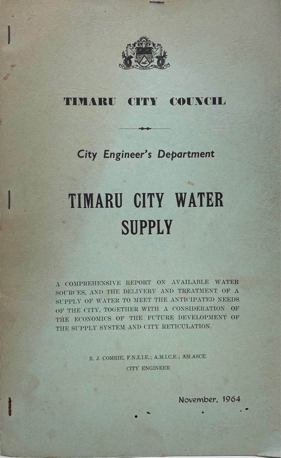 OLD REPORT: Timaru City Water Supply