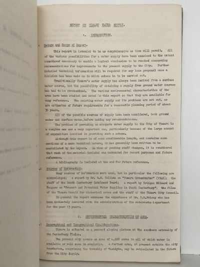 OLD REPORT: Timaru City Water Supply