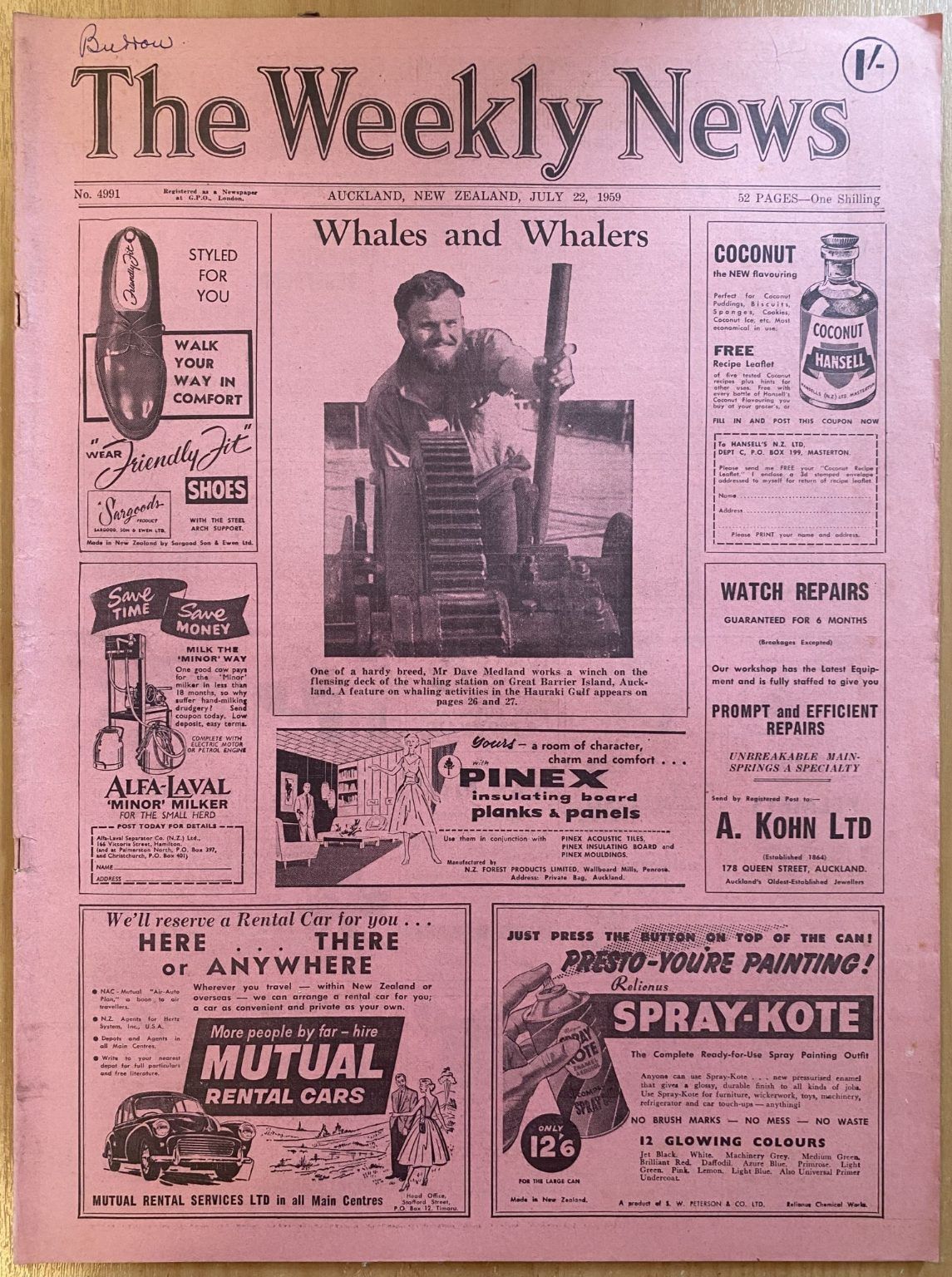 OLD NEWSPAPER: The Weekly News - No. 4991, 22 July 1959