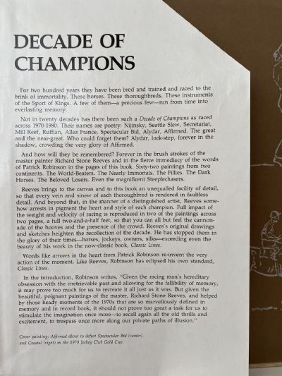 DECADE OF CHAMPIONS: The Greatest Years In The History of Thoroughbred Racing 1970-1980