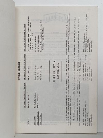 HISTORICAL REVIEW: Bay of Plenty Journal of History - Vol. 35, No. 2 - Nov 1987