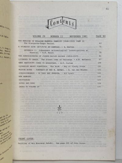 HISTORICAL REVIEW: Whakatane and District Historical Society - November 1981
