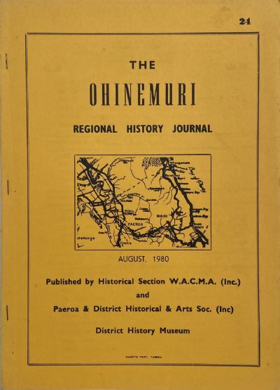 THE OHINEMURI REGIONAL HISTORY JOURNAL: August 1980 