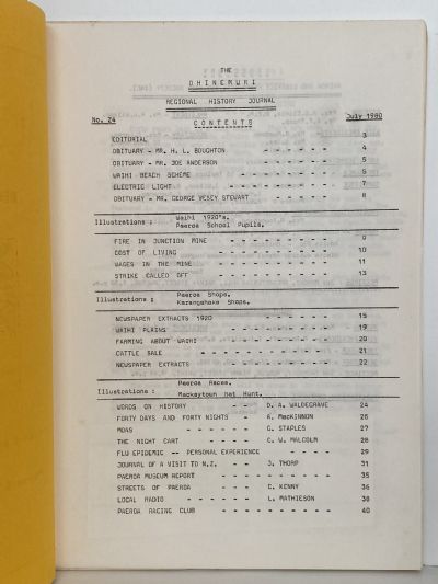 THE OHINEMURI REGIONAL HISTORY JOURNAL: August 1980