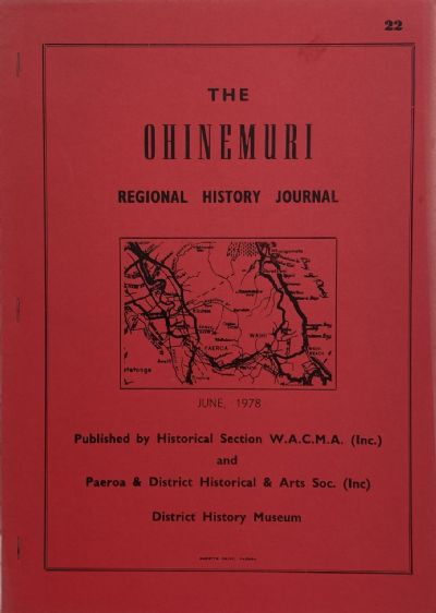 THE OHINEMURI REGIONAL HISTORY JOURNAL: June 1978 