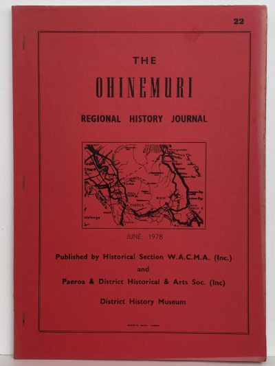 THE OHINEMURI REGIONAL HISTORY JOURNAL: June 1978