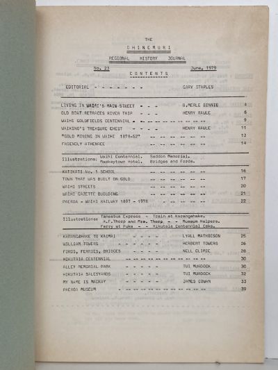 THE OHINEMURI REGIONAL HISTORIC JOURNAL: July 1979