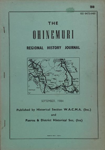 THE OHINEMURI REGIONAL HISTORY JOURNAL: September 1984 
