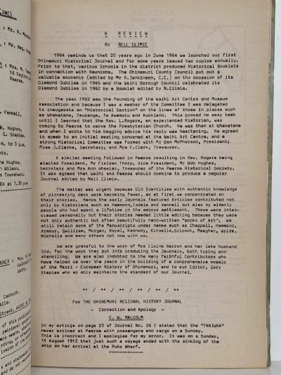 THE OHINEMURI REGIONAL HISTORY JOURNAL: September 1984