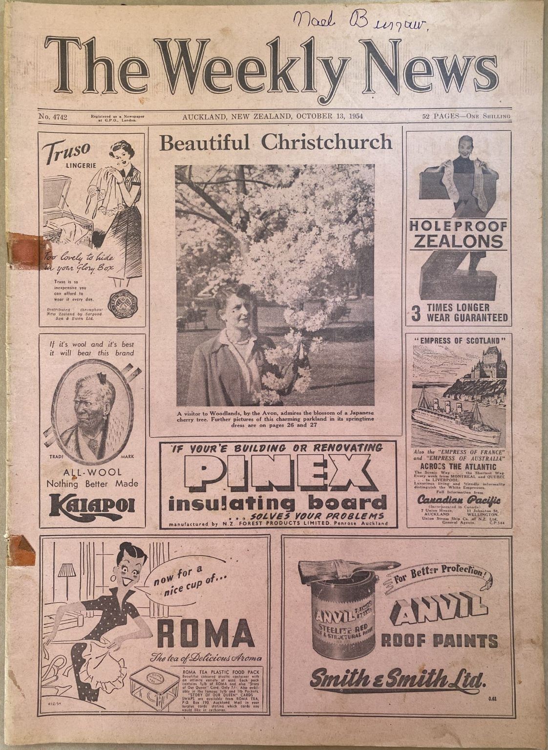 OLD NEWSPAPER: The Weekly News - No. 4742, 13 October 1954