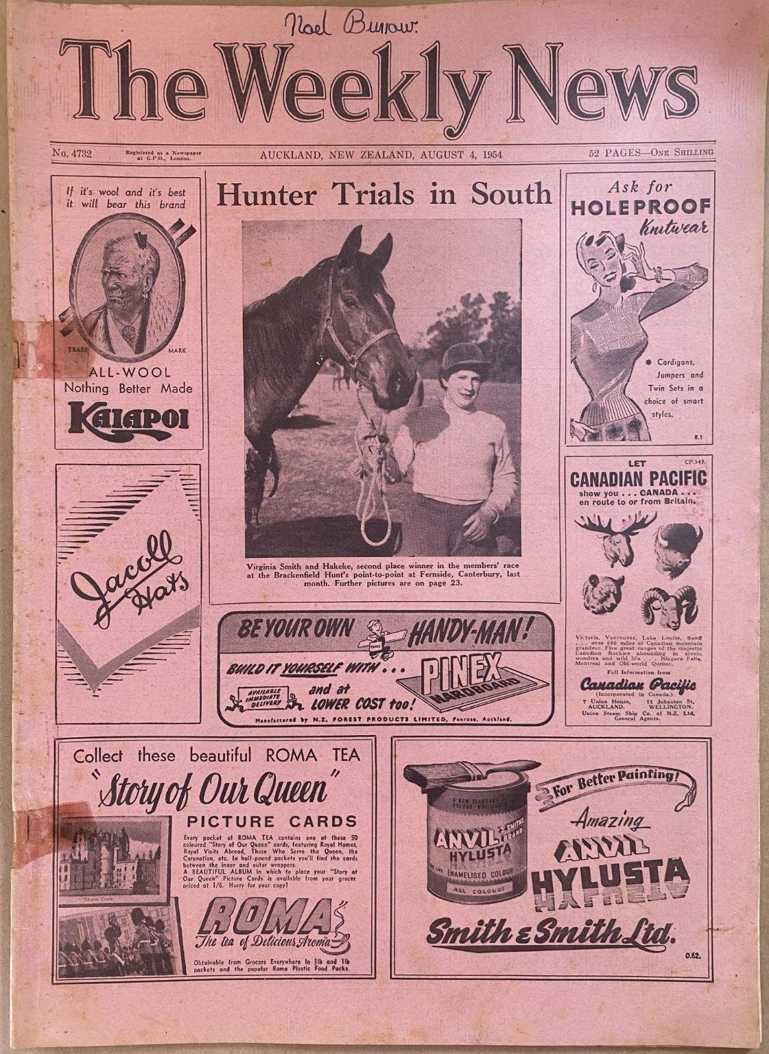 OLD NEWSPAPER: The Weekly News - No. 4732, 4 August 1954