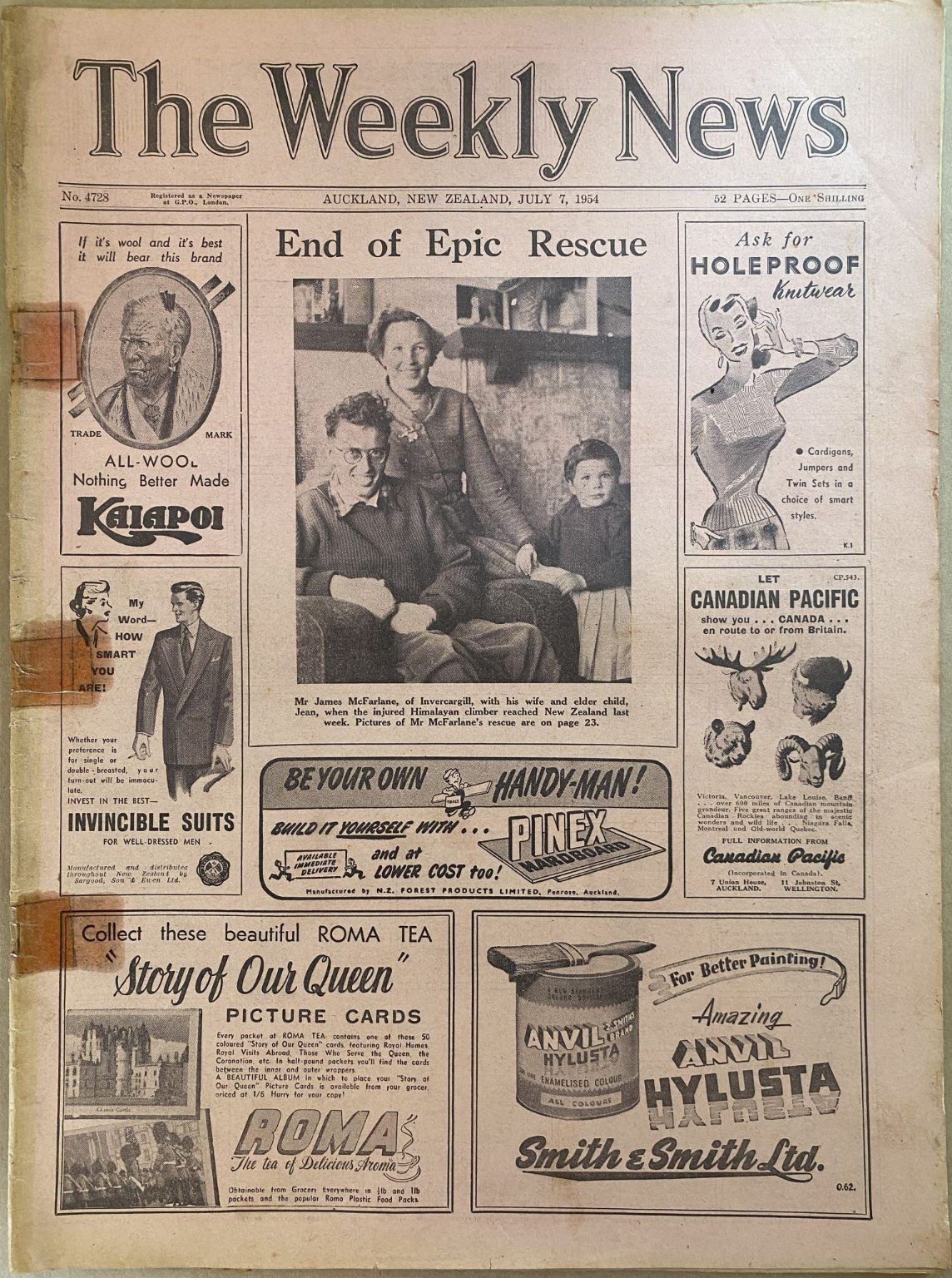 OLD NEWSPAPER: The Weekly News - No. 4728, 7 July 1954
