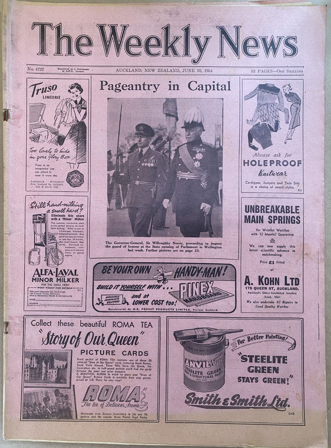 OLD NEWSPAPER: The Weekly News - No. 4727, 30 June 1954