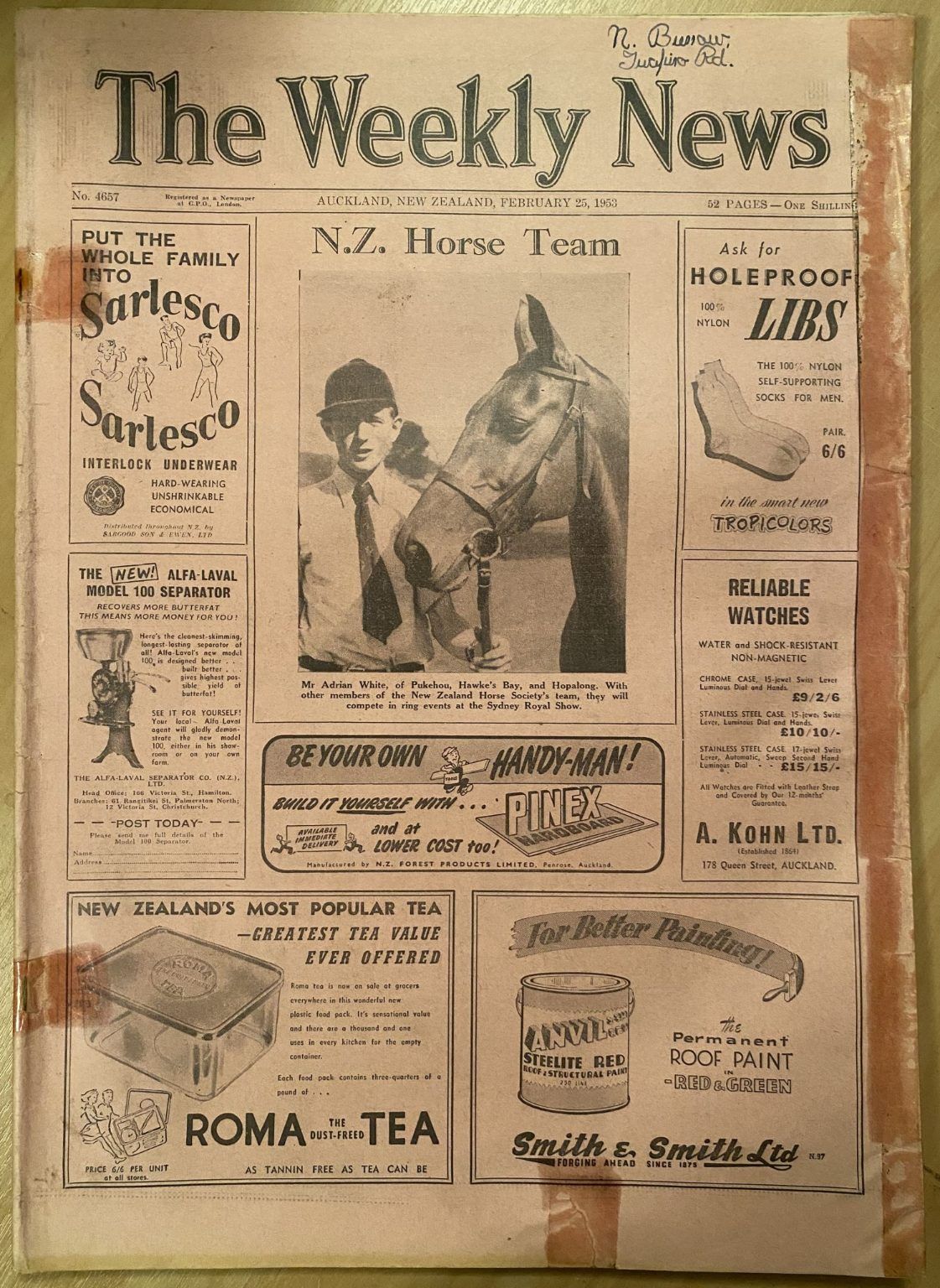 OLD NEWSPAPER: The Weekly News - No. 4657, 25 Feburary 1953