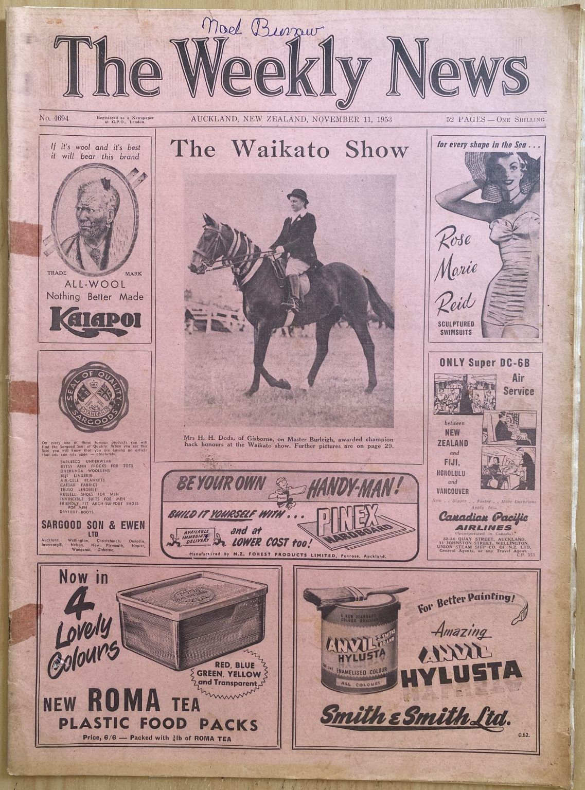OLD NEWSPAPER: The Weekly News - No. 4694, 11 November 1953