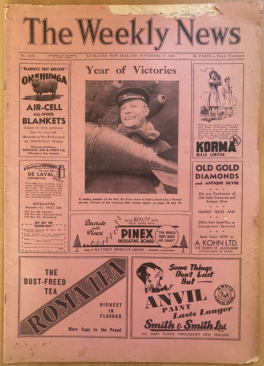 OLD NEWSPAPER: The Weekly News - No. 4173, 17 November 1943