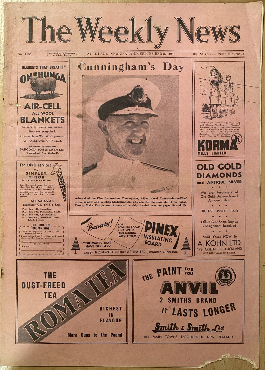 OLD NEWSPAPER: The Weekly News - No. 4165, 22 September 1943