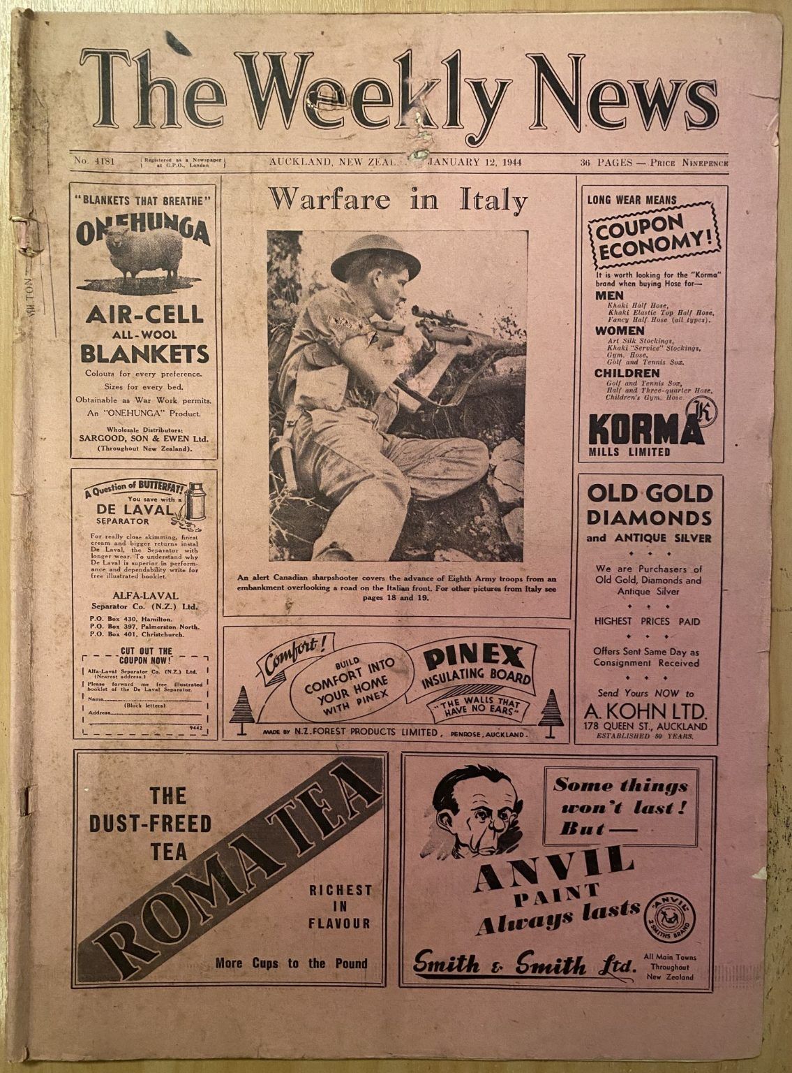 OLD NEWSPAPER: The Weekly News - No. 4181, 12 January 1944