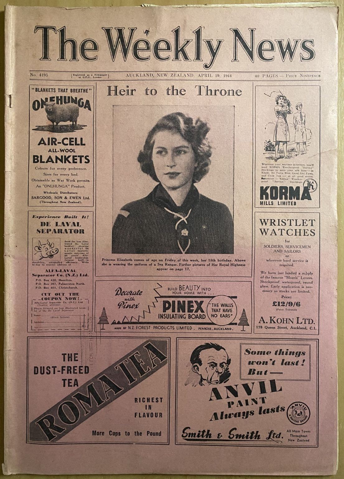 OLD NEWSPAPER: The Weekly News - No. 4195, 19 April 1944