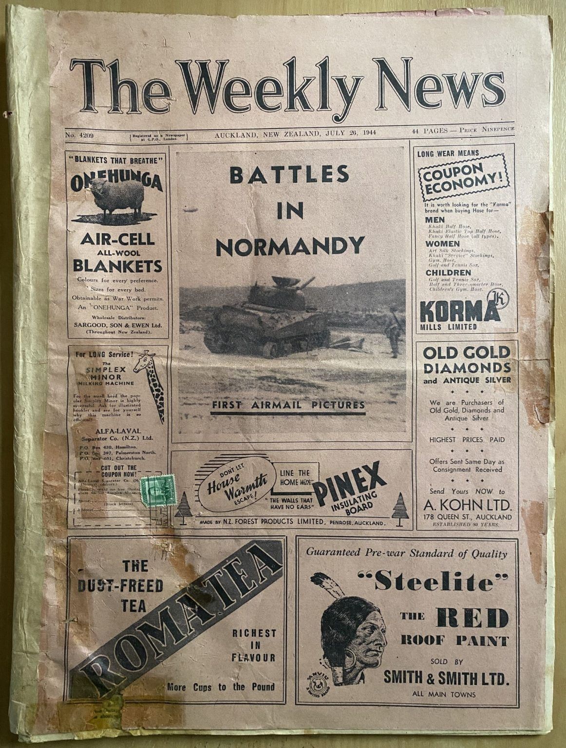 OLD NEWSPAPER: The Weekly News - No. 4209, 26 July 1944