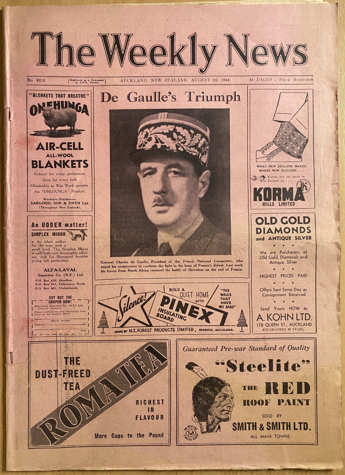 OLD NEWSPAPER: The Weekly News - No. 4213, 23 August 1944
