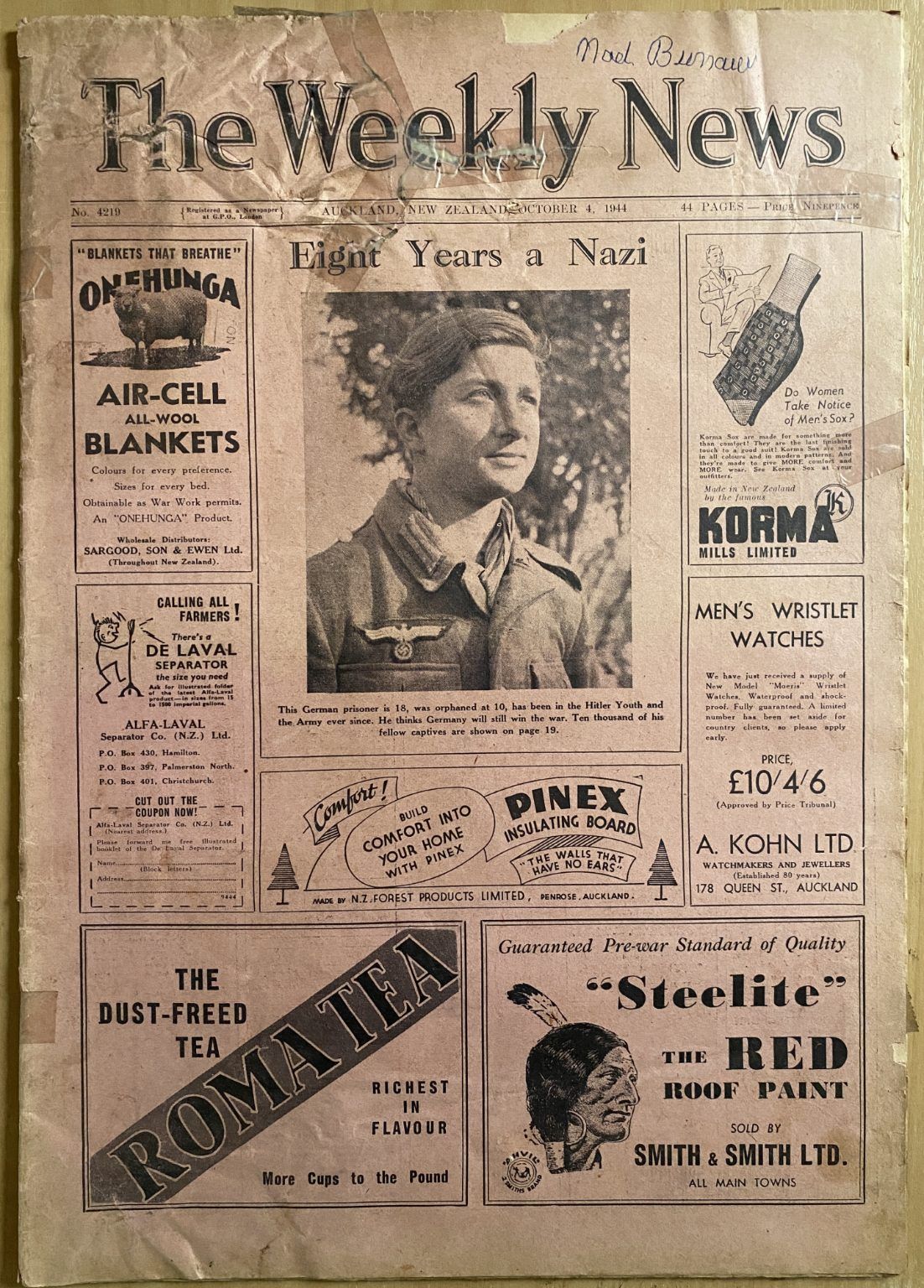 OLD NEWSPAPER: The Weekly News - No. 4219, 4 October 1944
