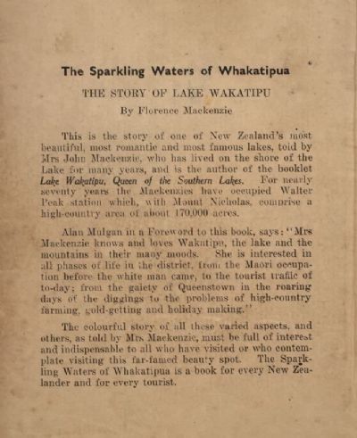 THE SPARKLING WATERS OF WHAKATIPUA: The Story of Lake Wakatipu