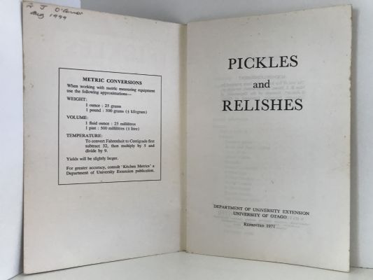 PICKLES AND RELISHES by Miss E. J. Howe 1971