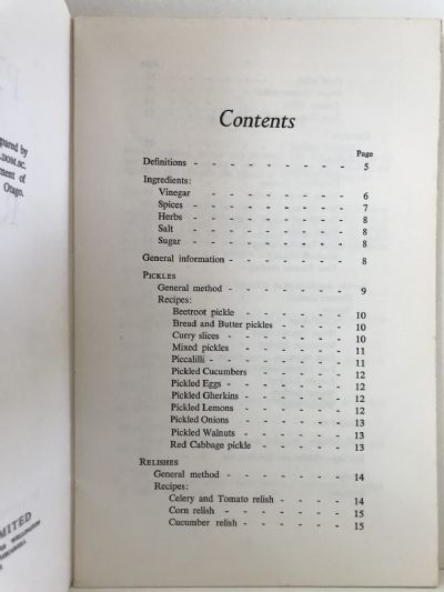 PICKLES AND RELISHES by Miss E. J. Howe 1971