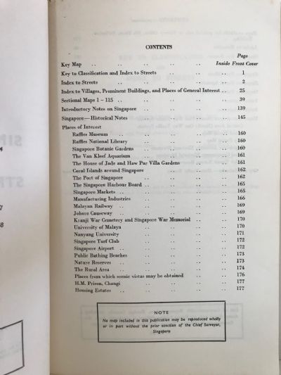 SINGAPORE GUIDE AND STREET DIRECTORY 1958, 5th edition
