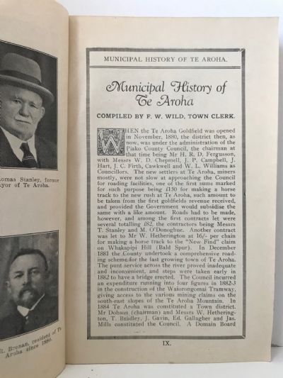 TE AROHA AND THE FORTUNATE VALLEY: Pioneering In The Thames Valley 1867-1930