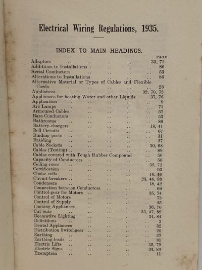 ELECTRICAL WIRING REGULATIONS 1935
