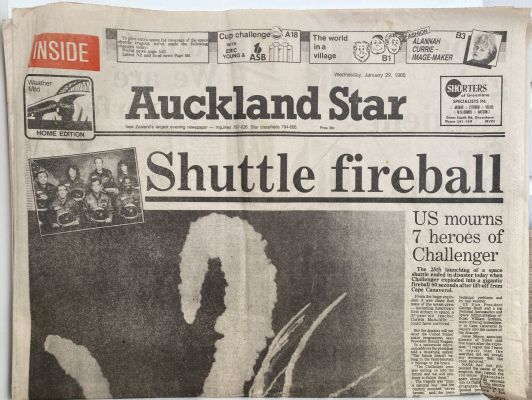 OLD NEWSPAPER: Auckland Star, 29 January 1986 - Space Shuttle Challenger