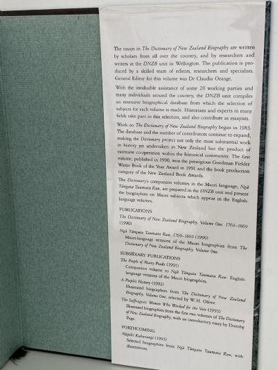 THE DICTIONARY OF NEW ZEALAND BIOGRAPHY: Volume One, 1769-1869