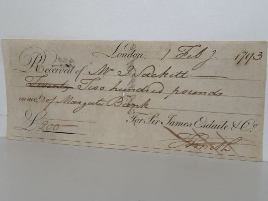 ANTIQUE RECEIPT: Sir James Esdaile & Co.
