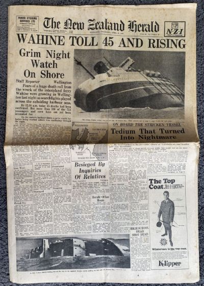 OLD NEWSPAPER: The New Zealand Herald, 11 April 1968 - Wahine disaster