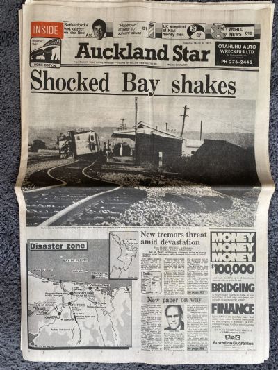 OLD NEWSPAPER: Auckland Star, 3rd March 1987 - Edgecumbe earthquake