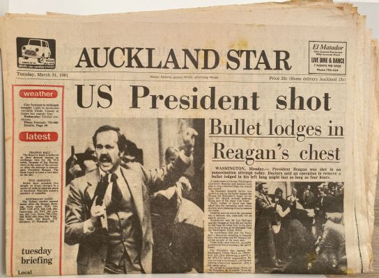 OLD NEWSPAPER: Auckland Star, 31st March 1981 - President Regan Shot