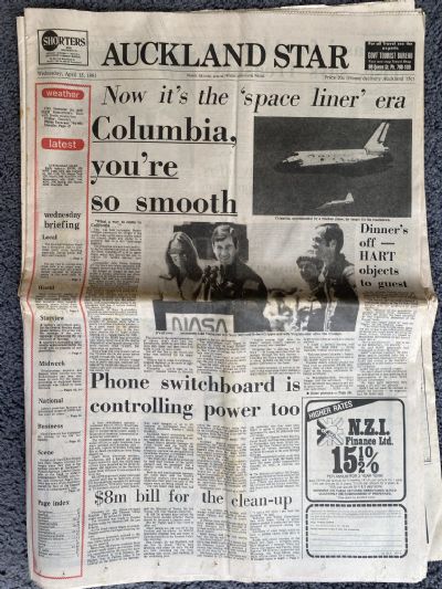 OLD NEWSPAPER: The Auckland Star, 15th April 1981 - Space Shuttle Columbia