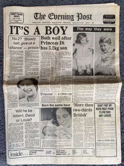 OLD NEWSPAPER: The Evening Post, 22nd June 1982 - Prince William born