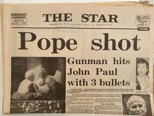 OLD NEWSPAPER: The Christchurch Star, 14th May 1981 - Pope John Paul shot