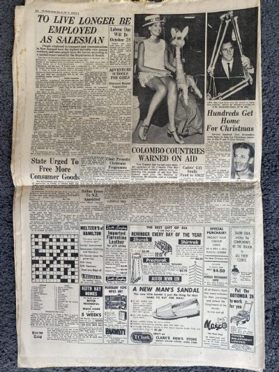 OLD NEWSPAPER: The New Zealand Herald, 18th December 1967 - Australian PM death