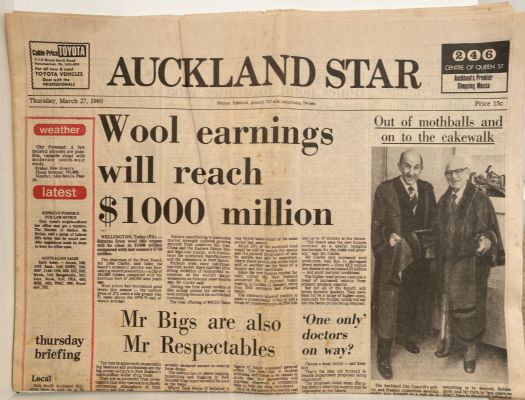 OLD NEWSPAPER: The Auckland Star, 27th March 1980 - Wool earnings