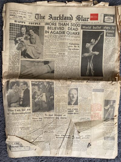 OLD NEWSPAPER: The Auckland Star, 3rd March 1960 - Earthquake in Morocco