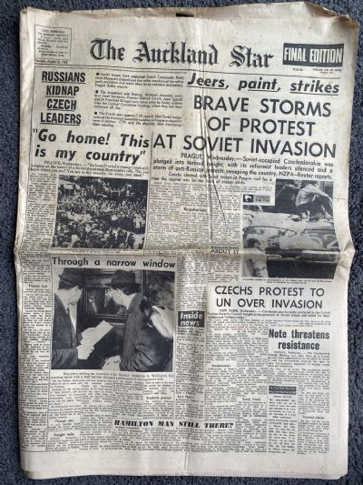 OLD NEWSPAPER: The Auckland Star, 22 August 1978 - Russia invades Czechoslovakia