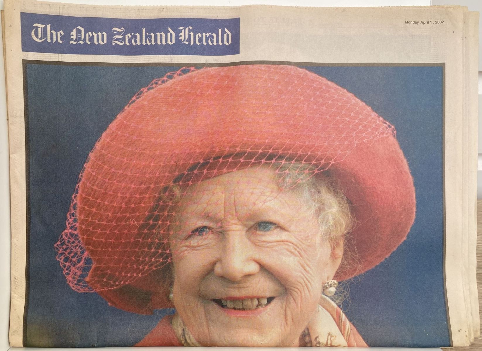 OLD NEWSPAPER: The New Zealand Herald, 1st April 2002 - Queen Mother death