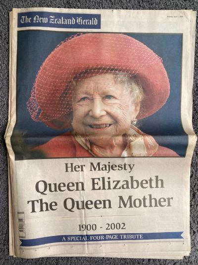 OLD NEWSPAPER: The New Zealand Herald, 1st April 2002 - Queen Mother death